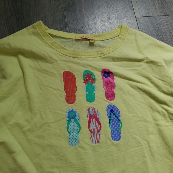 Fresh Produce Sweatshirt Womens XL Yellow Flip Flop Graphic Pullover Made USA - Picture 2 of 9